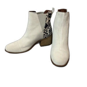 TOMS  Ankle Boots Women Size 11 Esme Suede Aztec Birch White NWT